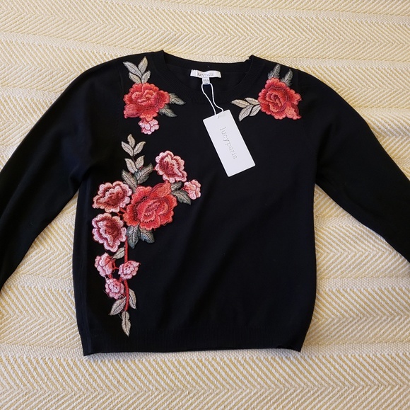 Lucy Paris - Black Sweater with Floral Embroidery - Picture 2 of 6